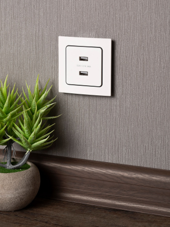 EKF PROxima Стокгольм Белый Розетка USB 2-ая, 2,1А