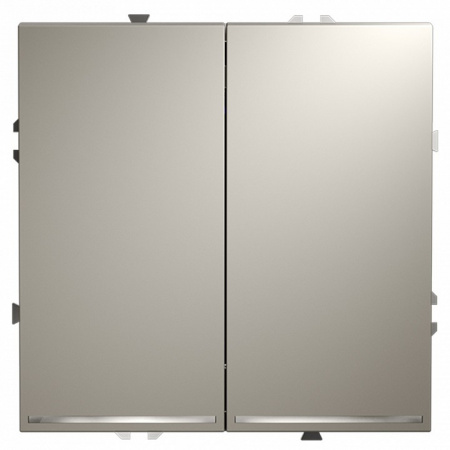 Проходной переключатель встраиваемый VOLTUM S70 двухклавишный с подсветкой 10А, (кашемир)