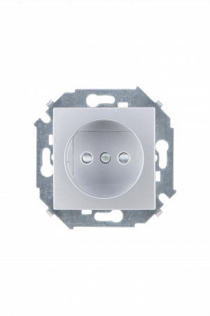 Simon 15 Алюминий Розетка б/з, 16А, 250В, винт.зажим