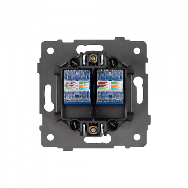 Arlight Механизм компьютерной розетки двойной SCT-MPC2-PL-BK-V (RJ-45, CAT6) (-)