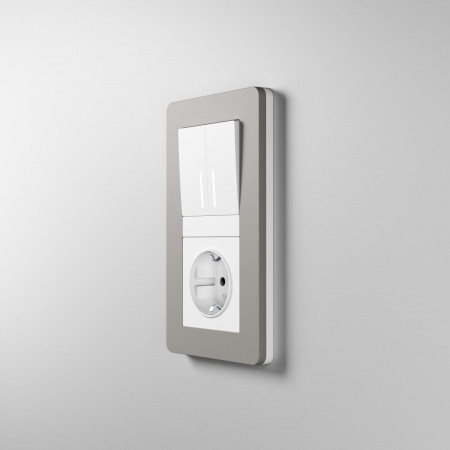 Рамка из поликарбоната на 2 поста Split дымчатый/белый, soft-touch W0023067