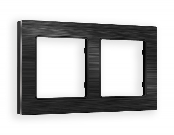 Рамка ALFA Platos (Черный Металл шлифованный) 2-ая AF550502