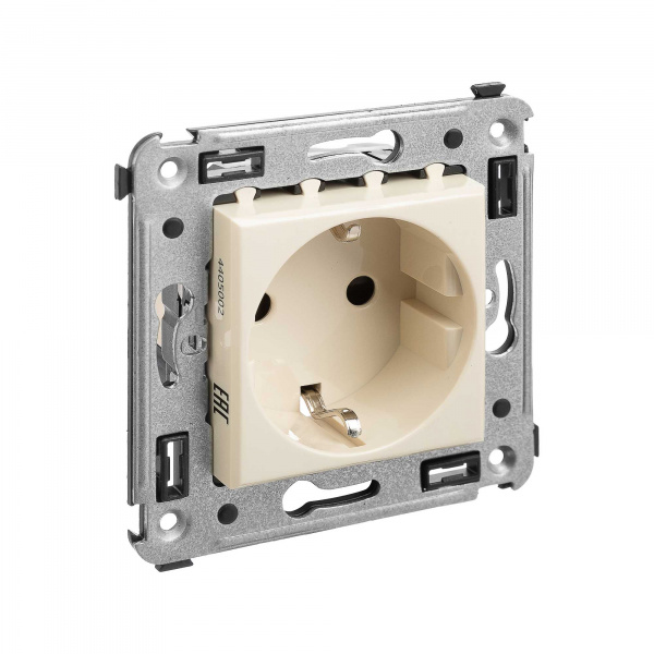 DKC Avanti Ванильная дымка Розетка 2P+E со шторками