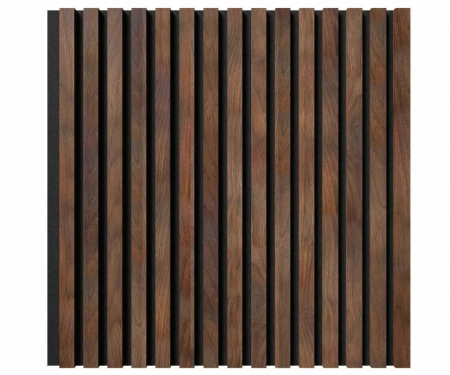 Акустическая панель, черный войлок, 600х600х19мм, рейки МДФ дуб барон темный Акустическая панель, черный войлок, 600х600х19мм, рейки МДФ дуб барон темный