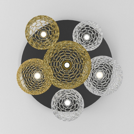 Подвесной светодиодный светильник с металлическими плафонами 90352/6 золото/хром Eurosvet Ruche