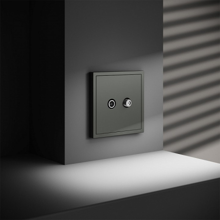 Розетка телевизионная встраиваемая VOLTUM S70 оконечная TV+SAT, (титан)