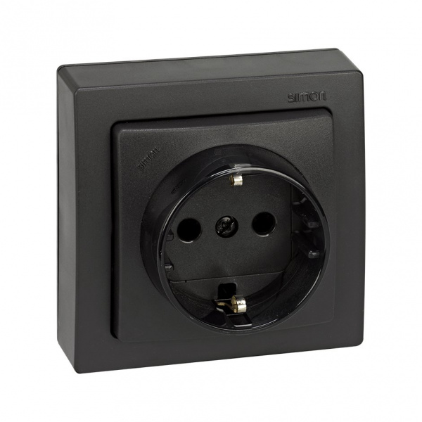 Simon 73 loft Графит Накладка розетки с/з с защитными шторками