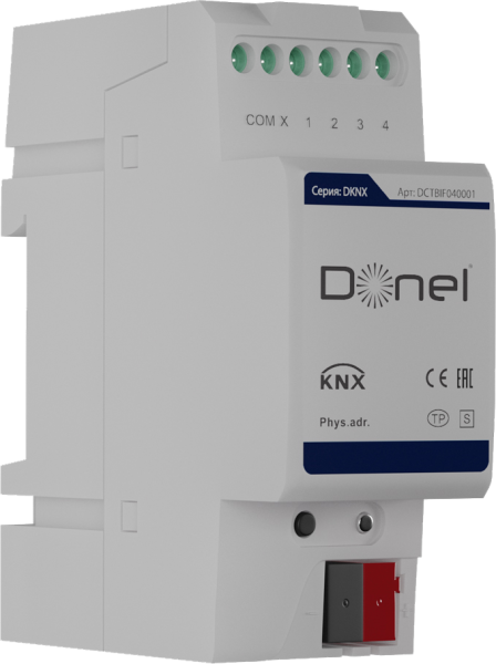 Donel KNX Универсальный интерфейс , 4 канала, монтаж на DIN-рейку, DCTBIF040001