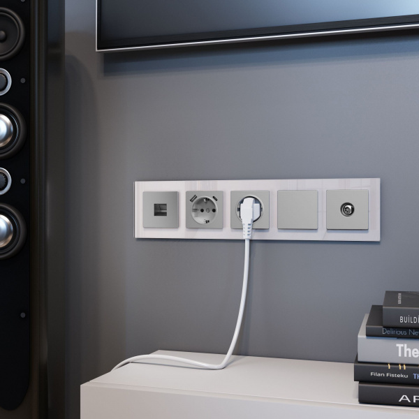 Рамка из стекла на 5 постов Favorit дымчатый W0051117