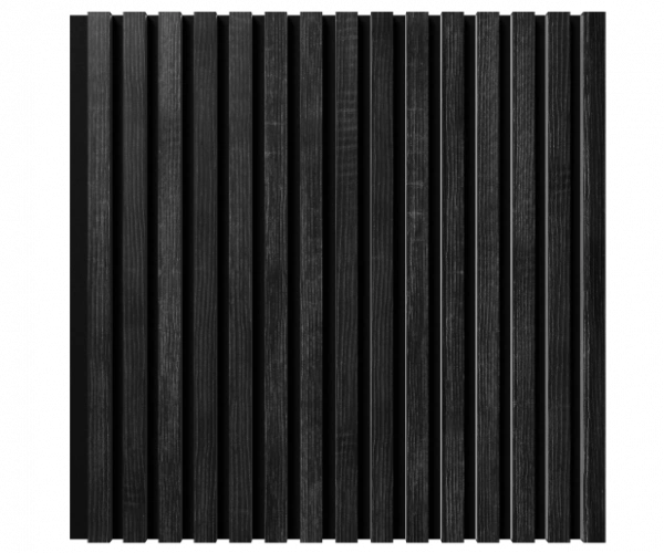 Акустическая панель, черный войлок, 600х600х19мм, рейки МДФ дуб графит Акустическая панель, черный войлок, 600х600х19мм, рейки МДФ дуб графит