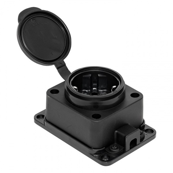 EKF Basic Розетка настенная с защитной крышкой каучуковая 230В 2P+PE 16A IP44