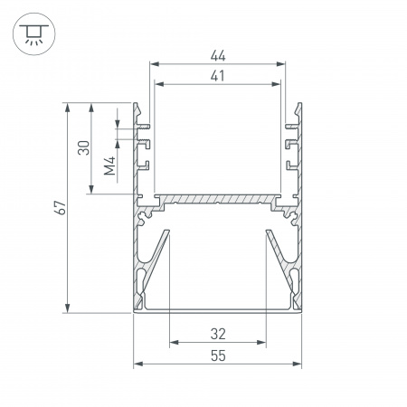 Профиль с рассеивателем Arlight ALU-LINE-DUO-2000 ANOD+OPAL 024188