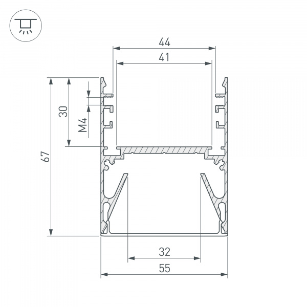 Профиль с рассеивателем Arlight ALU-LINE-DUO-2000 ANOD+OPAL 024188